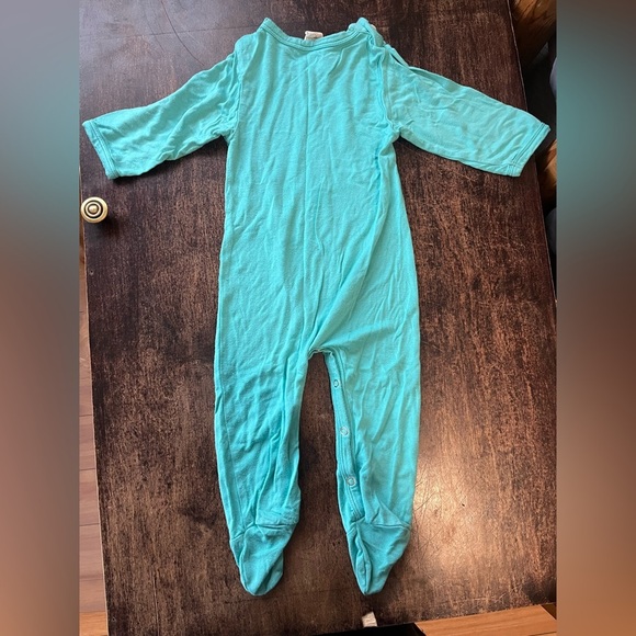 Kate Quinn 6-9 Month Solid Aqua Blue Bamboo Footies - Picture 5 of 5